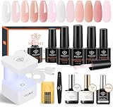 Modelones 8-in-One Nail Builder Gel Kit with Mini Lamp 6 Colors Pink Clear view 1