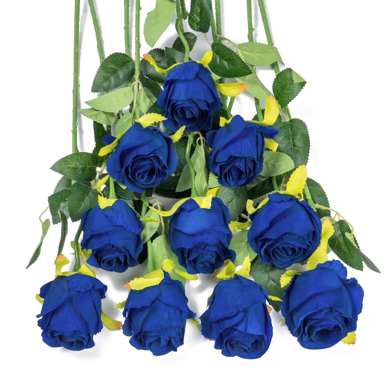 DuHouse 10pcs Artificial Silk Roses Flowers Single Long Stem Fake Rose Bouquet for Wedding Home Party Decoration Centerpieces(Royal Blue) — image 1