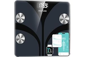 Posture Scale for Body Weight, Digital Bathroom Smart Scale, 13 Body Composition Analyzer Sync Weight Scale BMI Health Monitor Sync Apps 400lbs - Black
