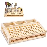 Leather Craft Tool Holder, 98 Holes Wooden Leatherworking Tool Rack | Stand Organizer with 3 Slots, Tool Storage Rack Suitable for Storing Craft Supplies, Paintbrushes and Felt-tip Pens