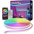 BUIESTUR 16.4 FT Neon Rope Lights,Bedroom for RGB LED Strip Lights,Outdoor IP65 Waterproof LED Lights, with Remote Control and Application Control, Music synchronous Color Changing Light, DIY Design