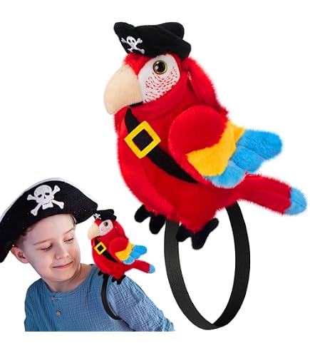 Loro Pirata De Peluche Para El Hombro ABOOFAN - Incluye Parche Para El Ojo, Accesorio De Disfraz