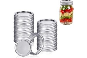 Mason Jar Lids,24 PCS Wide Mouth Mason Jar Lids and Rings,Split type leak proof lid,Mason Canning Lids with Silicone Ring Lea
