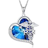 TOUPOP Gifts for Nurse 925 Sterling Silver Nurse Necklace Doctor Nursing Themed Pendant with Crystal RN Medical Caduceus Jewelry Nurse Gifts for Women Student Mom Birthday Graduation