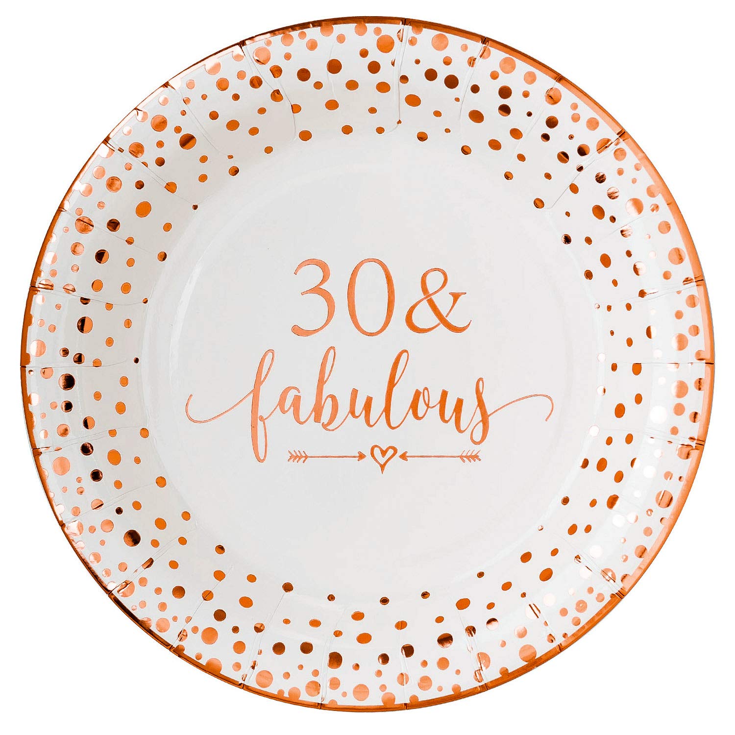 crisky 30 Fabulous Disposable Plates for Women 30th Birthday Decorations Rose Gold Dessert, Buffet, Cake, Lunch, Dinner Disposable Plates 30th Birthday Party Table Supples, 50 Count, 9 Inches