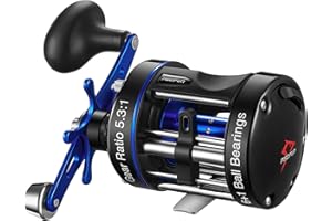 Piscifun Chaos XS Baitcasting Fishing Reel, Reinforced Metal Body Round Baitcaster Reel, Smooth Powerful Saltwater Inshore Surf Trolling Reel, Conventional Reel for Catfish, Musky, Bass, Pike