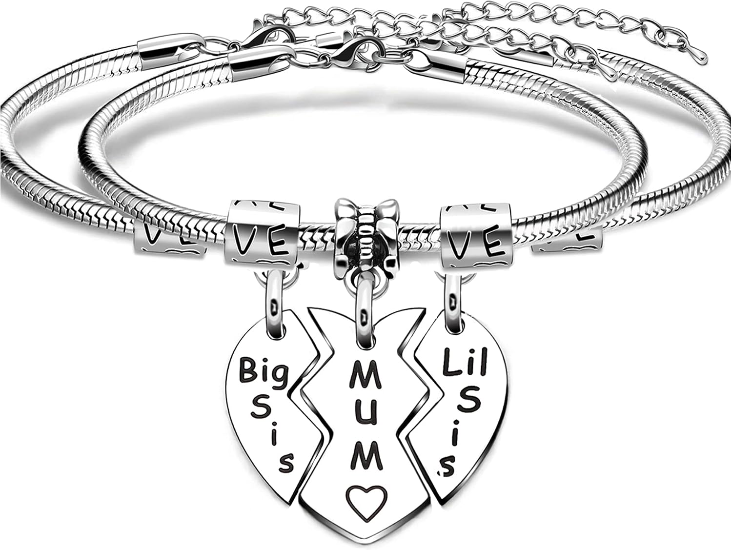 Matching Heart Bracelets For Dad & Daughter - Father's Day Birthday Gifts With Special Connection