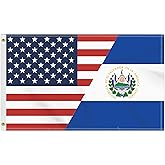 3×5 FT USA Salvador Friendship Flag, Large 150D America Salvadorian Outdoor Banner,Double Side Printing American Decor For Patio Garden With Brass Gromment