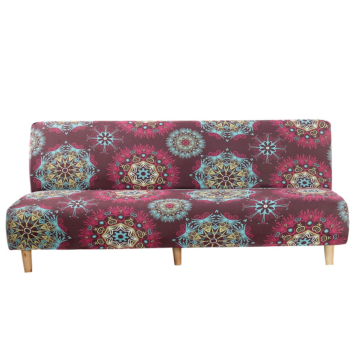 Mingfuxin Armless Sofa Bed Cover, Spandex Stretch Futon Slipcover Protector, Non-Slip Elastic Folding Couch Sofa Shield Fits for 2-3 Seater Folding Sofa Bed without Armrests (SFC202003-1)