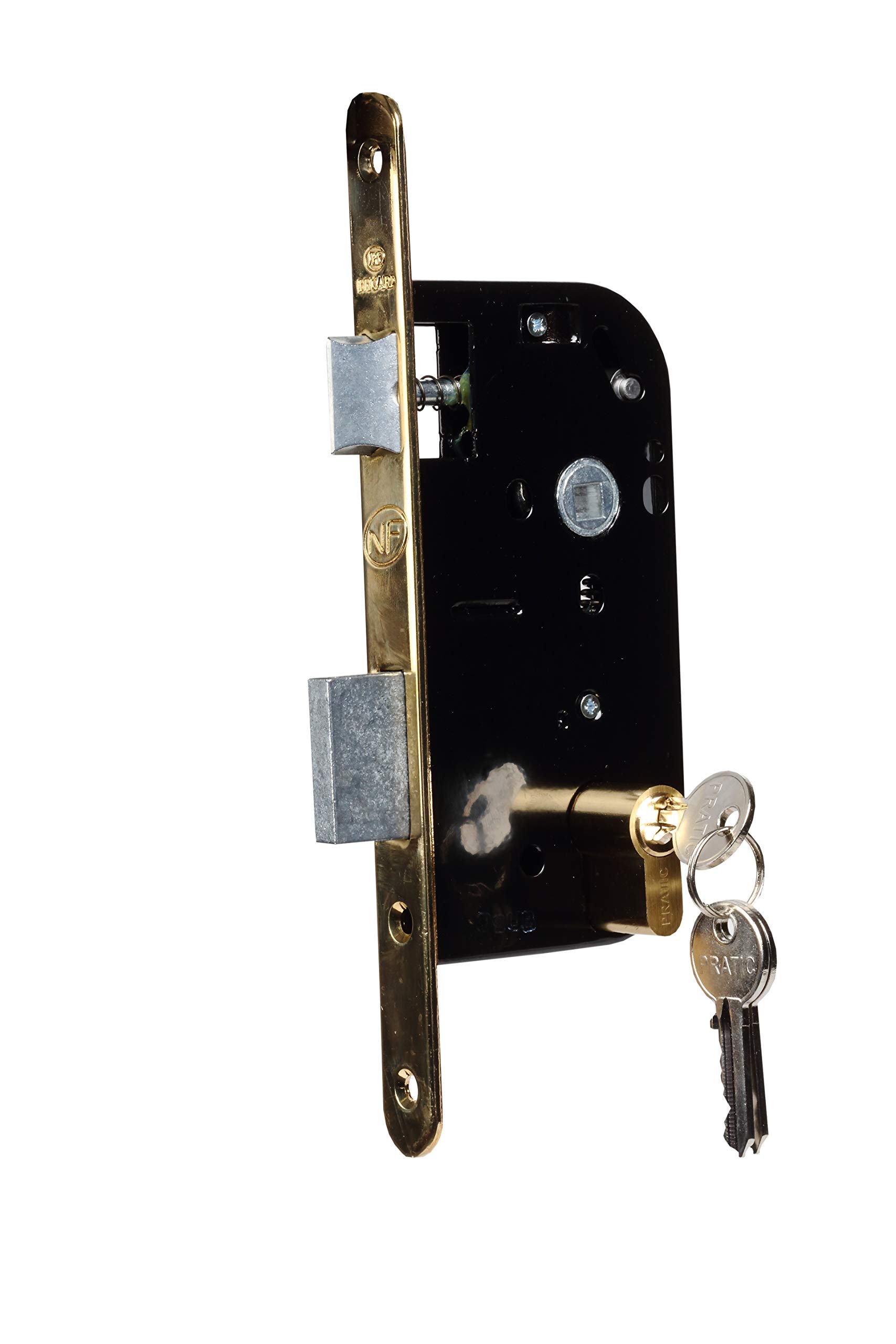 Bricard 2607 Recessed Lock 50 mm Axle for Entrance Door with 60 mm Cylinder NF Standard Black