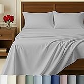 100% Egyptian Cotton Bedsheets, California King Bed Sheets, Certified Authentic Luxury Bedding Sheets & Pillowcases Set, Deep Pocket, Breathable Sateen Bedsheets for Hot Sleepers, Light Grey Sheets