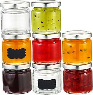 Praknu 25 Marmeladengläser 125 ml mit Deckel, Etiketten - Luftdichte Einmachgläser zum Einkochen & Konservieren