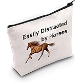 JNIAP Horse Lover Gift Easily Distracted By Horses Cosmetic Makeup Bag Equestrian Horse Survival Kit (Distracted by Horses Ba