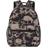 UEQIKI Retro Skull College Laptop Backpack for Women Man Lightweight | Travel Backpack With Zipped Front Pocket Printed Laptop Bag Fashion Casual Daypack For Work, Hiking, Camping Unisex