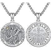 Hagkew Patron Saint Necklace 925 Sterling Silver Amulet Medal Protection Pendant Religion Jewelry for Men Women With Stainless Steel Chain and Gifts Box
