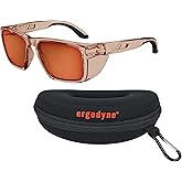 Ergodyne Skullerz SIXTEN Safety Sunglasses with Side Shields, Anti Fog, Anti Scratch Polarized Mirrored Lenses, ANSI z87.1 with Protective Zippered Hard Shell Eyewear Case