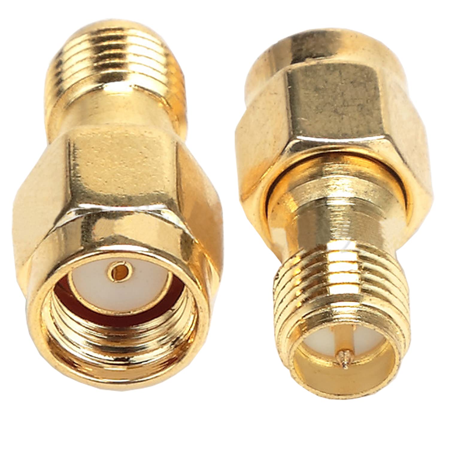 Fohevers 2 Pcs RP-SMA Male Plug to Female Jack Connector RF Coaxial Coax Adapter for Antenna Radio WiFi Router FPV Dron Mobile