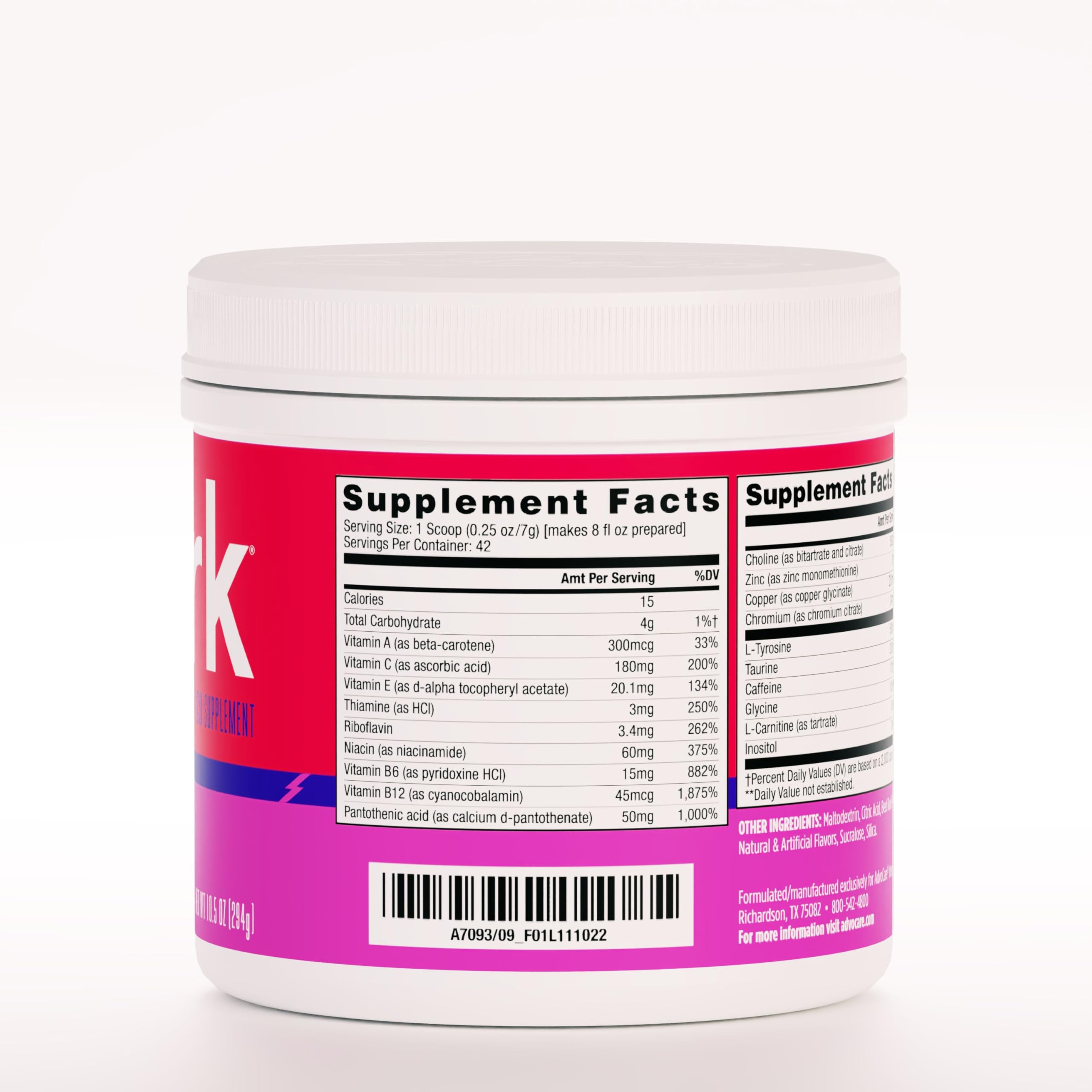 AdvoCare Spark - Energy Drink Mix - Vitamin & Amino Acid Supplement - Supports Energy & Focus - Portable Immune Support - Sugar-Free - Fruit Punch, (10.5 oz)