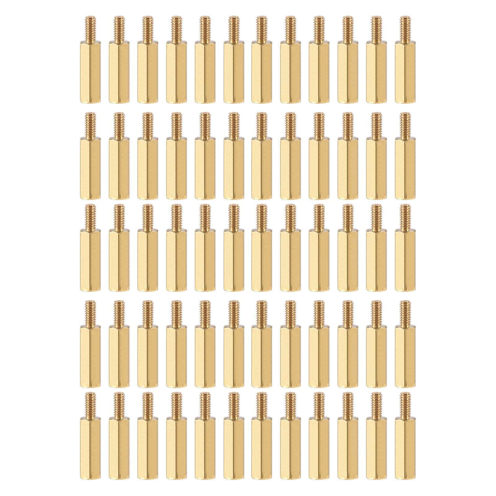 YOKIVE 50 Pcs M2.5 Standoff Screws, Brass Hex PCB Standoffs, Keep Height Consistent, Great for Motherboard (Gold Tone, 13mm+6mm)