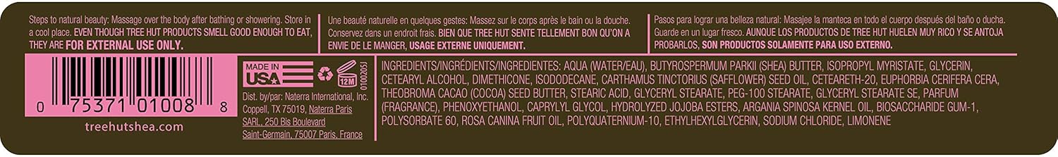 Tree Hut 24 Hour Intense Hydrating Shea Body Butter Moroccan Rose, 7oz, Hydrating Moisturizer with Pure Shea Butter for Nourishing Essential Body Care : Beauty
