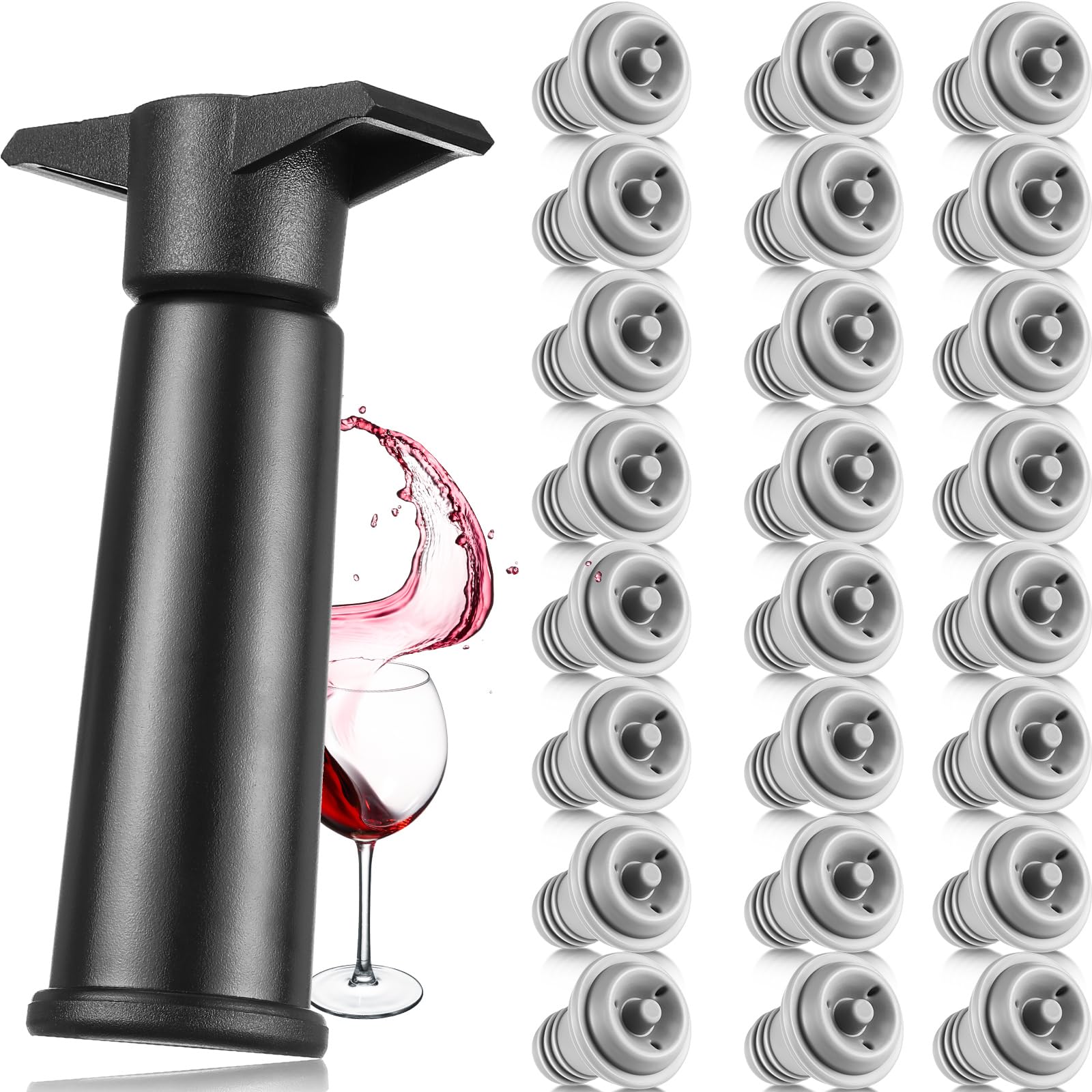 Photo 1 of 18 Pieces Wine Saver Pump with Vacuum Reusable Preserver Practical Wine Keeper Bottle Sealer Keep Fresh for Kitchen Office Home Adult Party Favor Supplies(Gray)