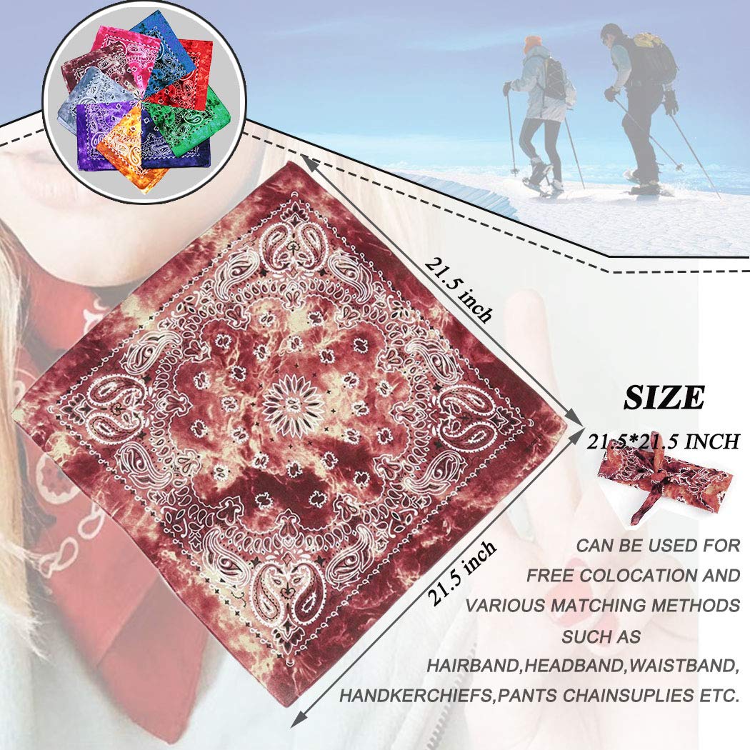 Novelty Paisley Bandanas For Men and Women Cotton Handkerchiefs Hip-hop Cashew Bandanna Head Wrap Vintage Cowboy Headband Hairscarf Party Favors Supplies Hairband Wristband Headwear,2 Pack (Brown): Beauty