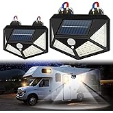 EJYTRVT Magnetic Solar RV Light with Motion Sensor – Bright 100 LED RV Exterior Light, Waterproof RV Porch Lights for Camper, Trailer, Motorhome Outdoor– Easy Install with 2 Strong Magnets (2 Pack)