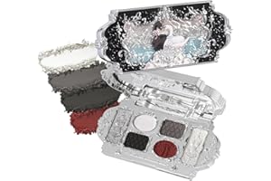 Flower Knows Swan Ballet Six-Color Makeup Palette,Black Red Eyeshadow with 4 Matte + 2 Shimmer Shades,Blendable Smooth Cute Eye Makeup,0.23 Oz(02 Black Swan)