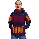 LOFINIMO Heated Jackets for Women with Battery Pack Included, Softshell Womens Heating Jacket Hood, Outdoor Electric Coat