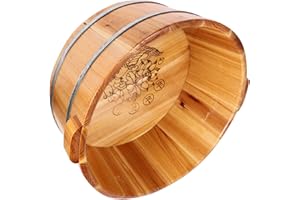 NULYLU Wood Foot Soaking Tub Reusable Bucket for Home Use with Handle Thickened Spa Basin for Feet Washing