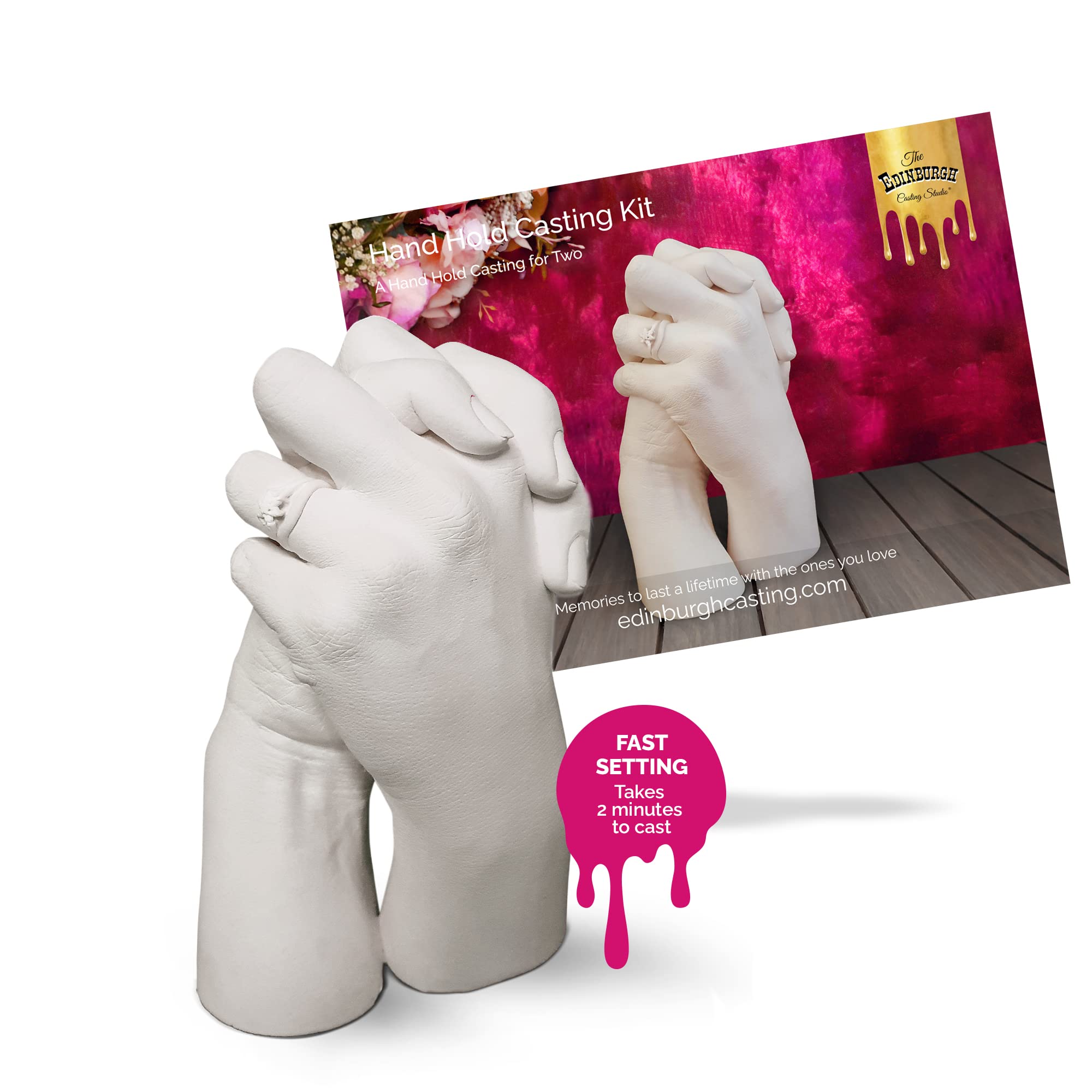 Edinburgh Casting Studio Premium Hand Casting Kit for 2 - Gift for Valentine's, Engagement, Wedding, Anniversary, Couples
