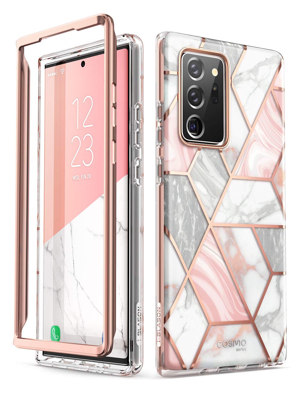 i-Blason Cosmo Series Protective Bumper Case for Galaxy Note 20 Ultra 5G (2020), Marble Pink