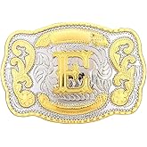 Western Belt Buckle Initial Letters ABCDMRJ to Z Cowboy Belt Buckle, Rodeo Buckles for Men & Women Fits Up to 2 Inch Belts