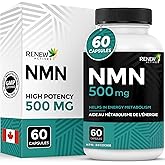 Renew Actives NMN 500mg (Nicotinamide Mononucleotide) – Premium NAD+ Cellular Energy Support – Helps Support Healthy Aging, M