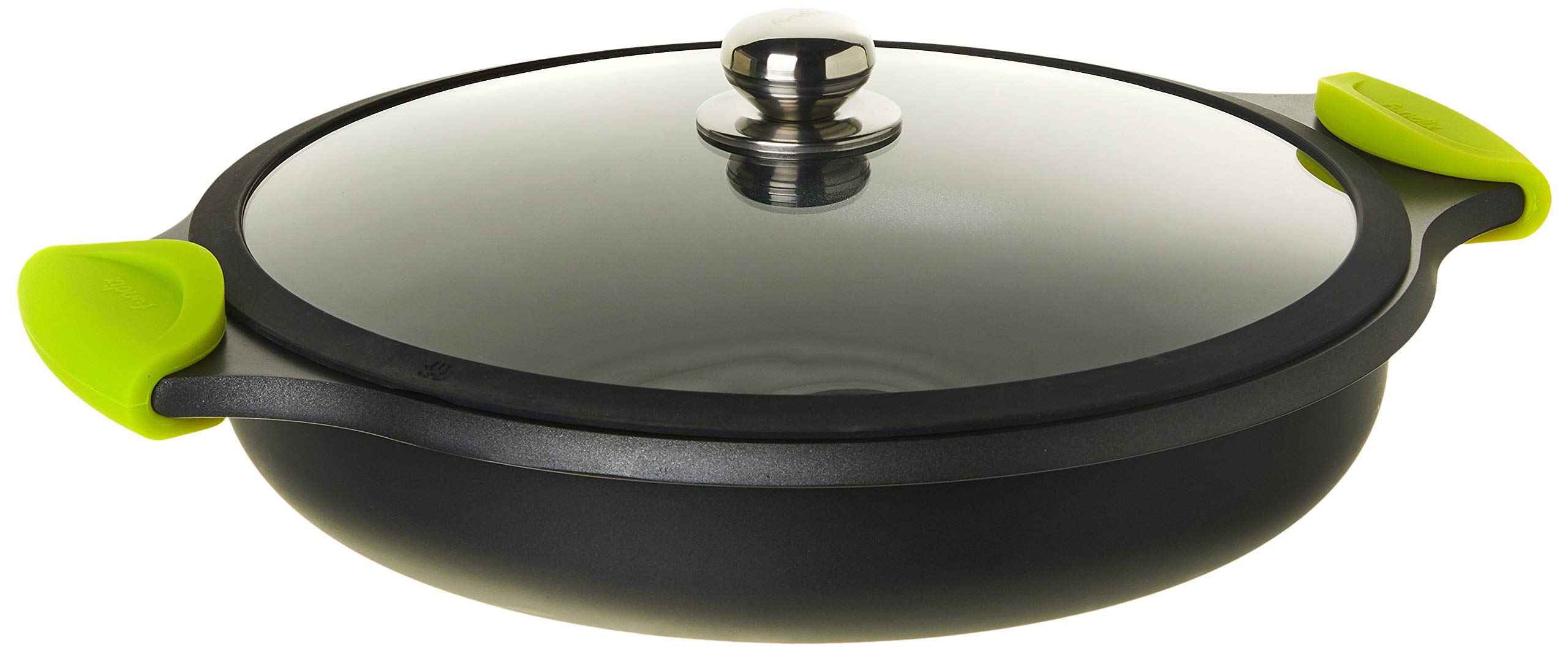Castey F3-IR36 Fundix Induc Shallow Casserole with Glass Lid and Sillicone Side Handles-Diameter 36 Cm, Multi Colour