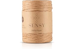 S SENSY Sensy Premium 438 Yards Raffia Paper, Paper Ribbon (Latte)
