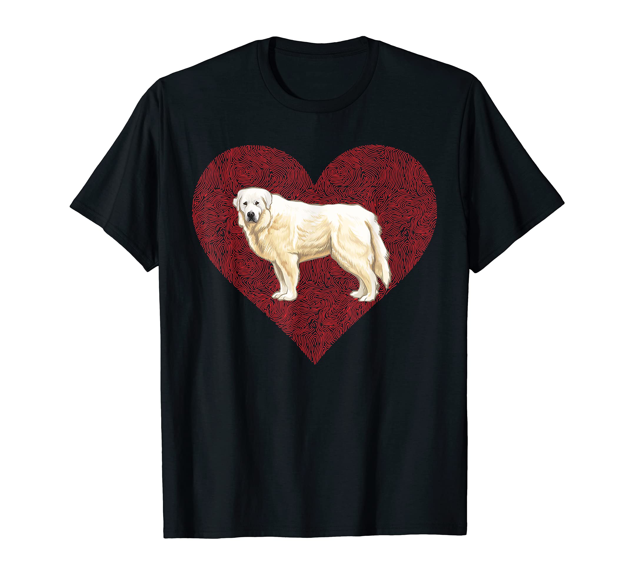 Great Pyrenee Valentines Day Dog Love Fingerprint T-Shirt
