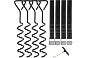 UROVIBOSCR Heavy Duty Trampoline Stakes Anchors High Wind,Galvanized Steel Trampoline Anchors Kit for 15ft,14ft,12ft,10ftTrampoline,15.8inch Ground Anchors Trampoline Accessories