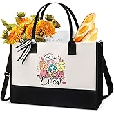VeloKomo Dog Mom Tote Bag - Personalized Totes Gifts for Women Reusable Storage Handbag for Dogs Lover Girls Mama Her Birthday Mother's Day Graduation Appreciation Gift Party Beach Travel Accessories