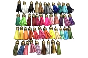Pamir Tong 100pcs 38mm(1.5'') Multi-Colors Suede Leather Keychain Tassel Jewelry Making Pendants with Plastic Caps for Cell Phone/Earring/Bag/Key Chain Accessory/DIY Charms