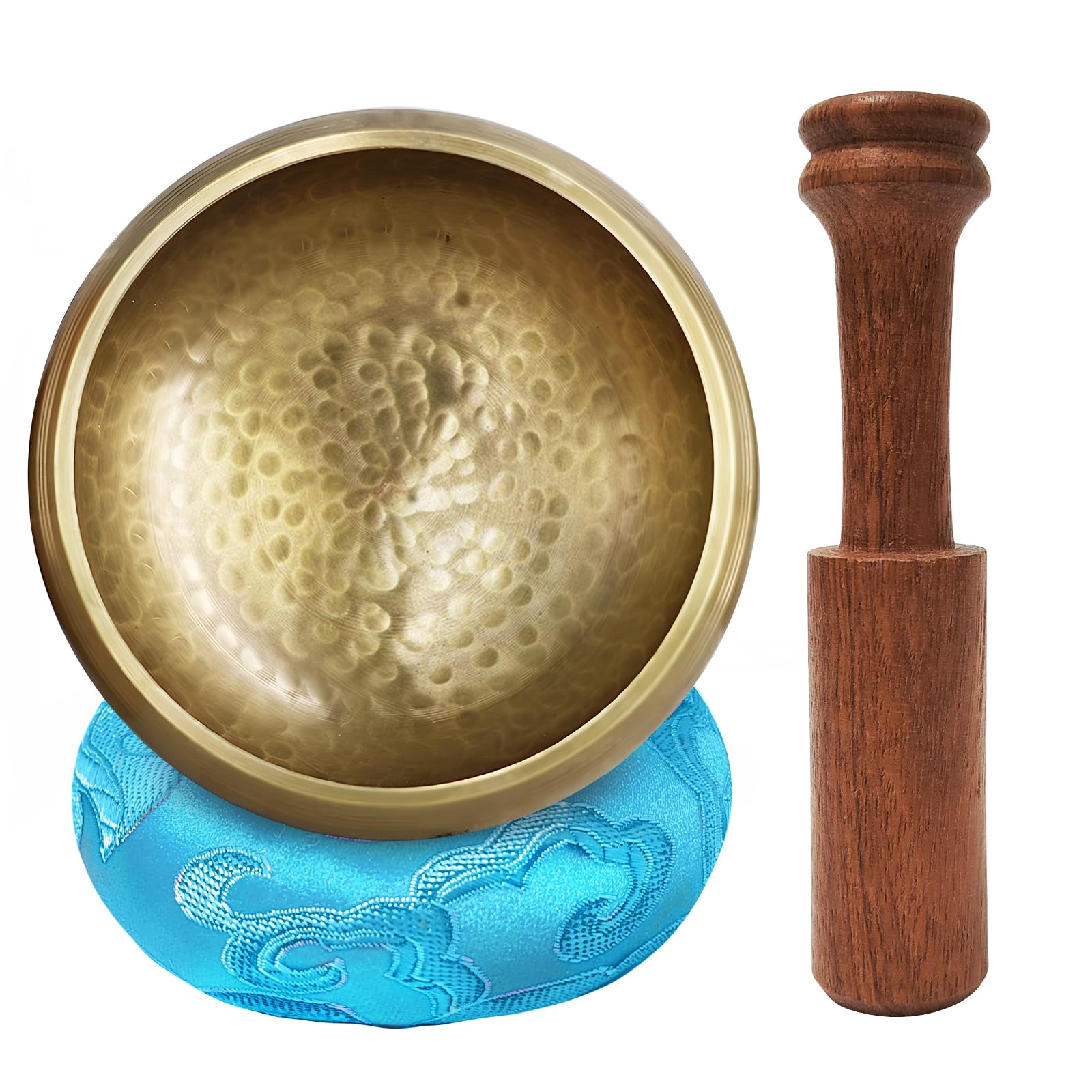 Authentic 3.2" (8cm) Opening Tibetan Singing Bowl Set – Classic Belly Shape for Richer Tones – Hand-Hammered in Nepal – Portable Pocket Size for Meditation & Desk Zen – Includes Mallet & Cushion