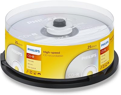 Philips CD-R 80 Minute 52x Spindle 25 Pack Recordable Blank Discs