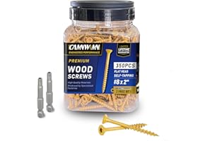 CAMNWAMN Deck Screws #8 x 2, 350 PCS, Wood Screws 2 Inch, Epoxy Coated, Rust Resistant Exterior Screws, Torx Drive Head, T25 Star Bit Included, Tan Outdoor Decking Screw for Wood Fence.