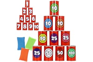 JOYIN 13 Pcs Carnival Party Bean Bag Toss Game, Sturdy Knockdown Can, Birthday Easter Party, Family, Best Outdoor and Indoor Games, Easter Egg Hunt for Classroom Gifts (Number Style)