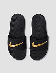 Nike Kawa Slide Sandal, Black/Metallic Gold, 6 US