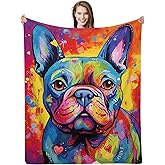 ALIFAFA French Bulldog Gifts: Colorful Splash Art Blankets, 50"x40" Frenchie Lovers Gift Ideas