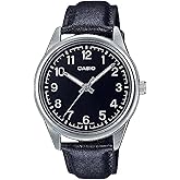 Casio MTP-V005L-1B4 Men's Standard Analog Black Leather Band Black Numbers Dial Watch