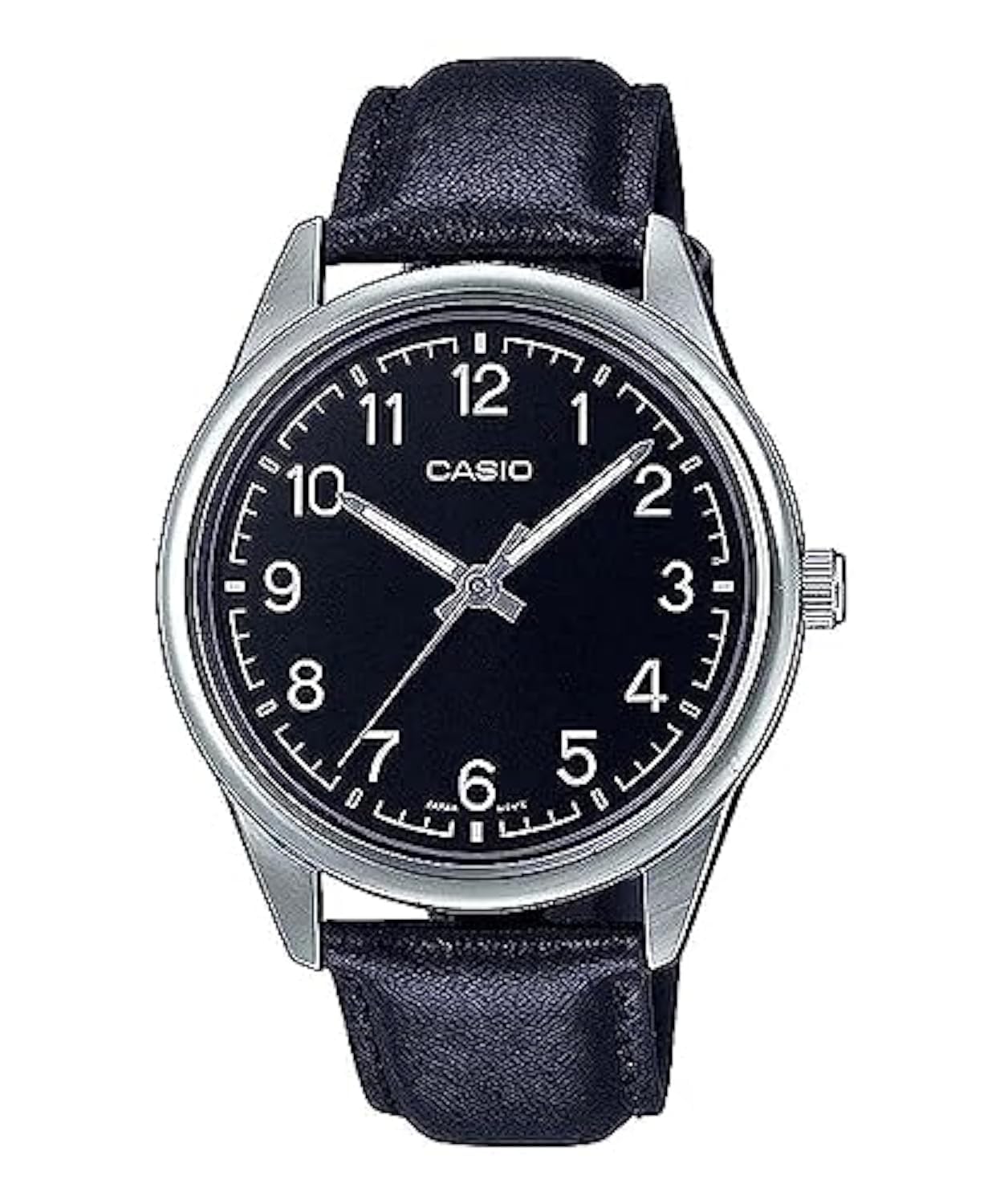 Casio MTP-V005L-1B4 Men's Standard Analog Black Leather Band Black Numbers Dial Watch