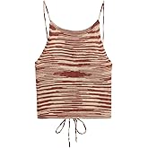 SweatyRocks Women's Sleeveless Space Dye Knit Camisole Criss Cross Backless Crop Top