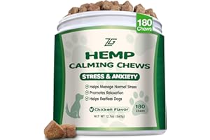 ziehooGe Hemp Calming Chews for Dogs - Anxiety Relief Treats Dog Calming Chews Helps with Separation, Stress Relief, Barking, Thunderstorms, Calm Dog Treats Dog Supplements 180 Soft Chews (Chicken)